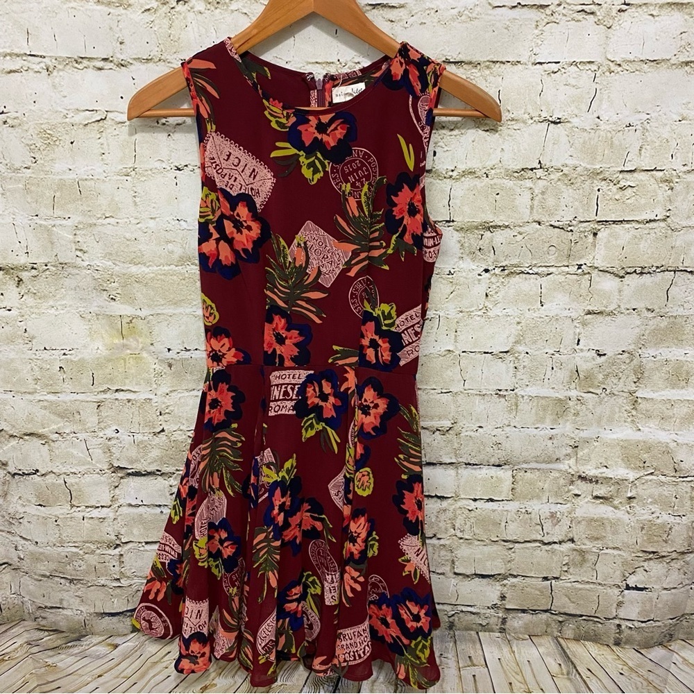 Maison Jules Burgundy Hotel Travel Fit & Flare Sleeveless Dress